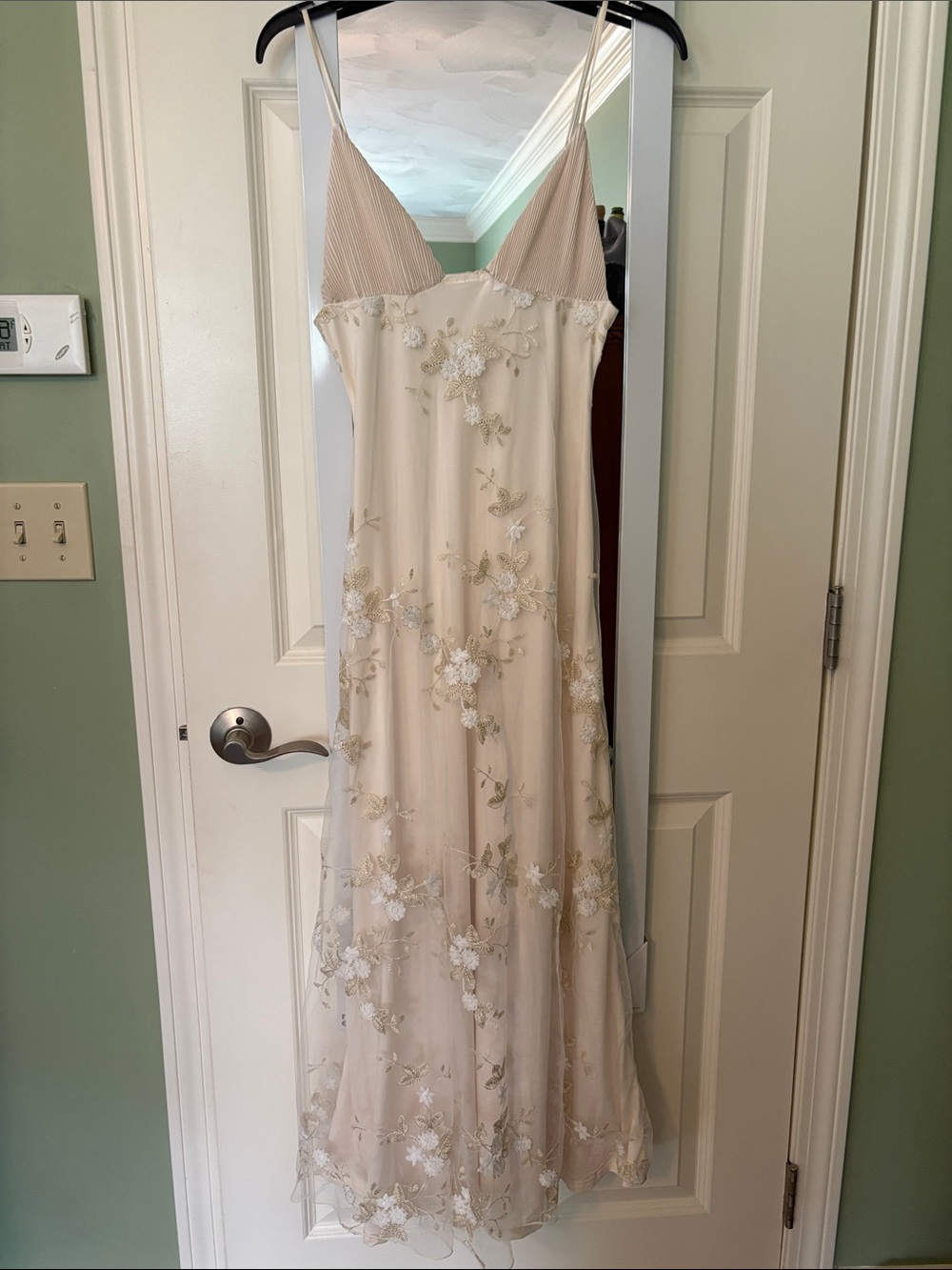 Ivory Floral Embroidered Maxi Slip Dress